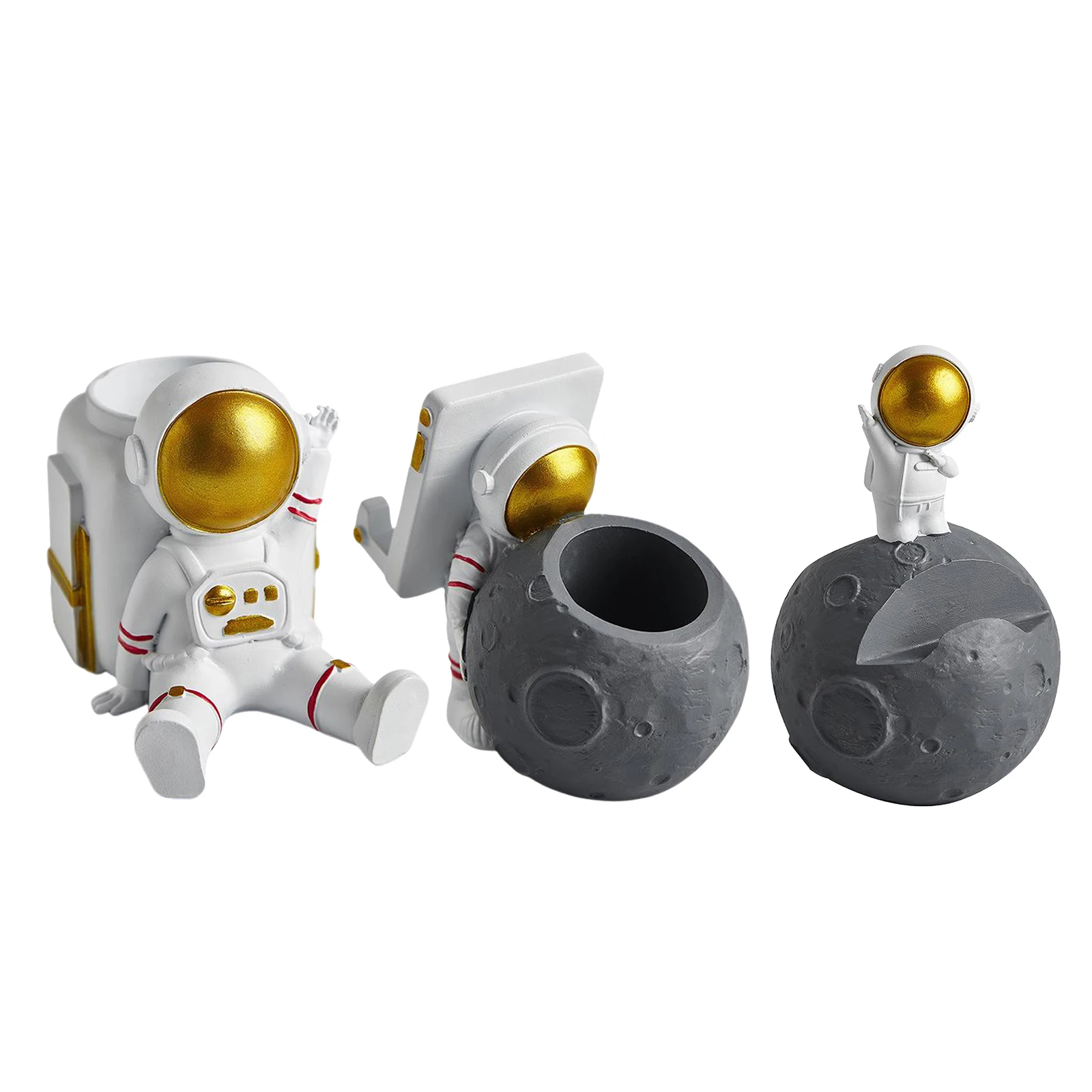 

Spaceman Shape Flower Vase Pen Holder Resin Home Desktop Sculpture Decor