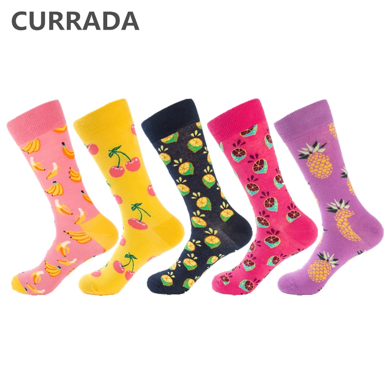 5 пар/лот забавные мужские носки из чесаного хлопка цветные Повседневные