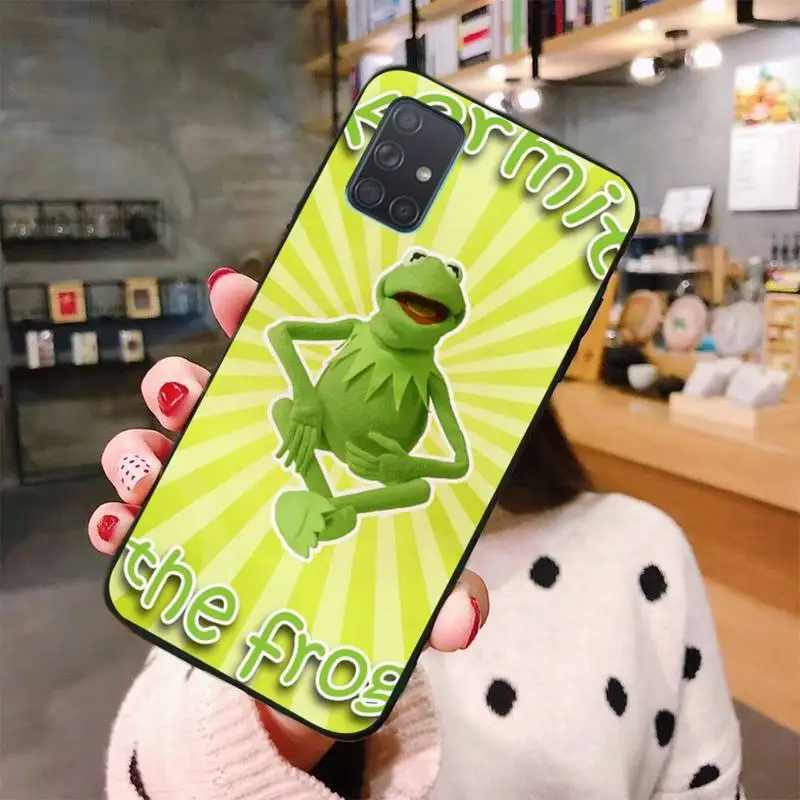 

YJZFDYRM Kermit Meme frog Silicone Black Phone Case For Samsung Galaxy A01 A11 A31 A81 A10 A20 A30 A40 A50 A70 A80 A71 A91 A51