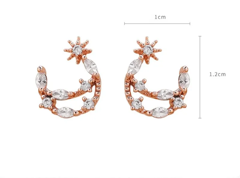 Женские серьги-гвоздики с фианитом изящные серьги в форме Луны 2019 | Украшения и