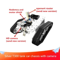 silver t300 tank car chassis wifi video robot tracked tank car remote control kit cameranodemcu and motor shield diy rc toy