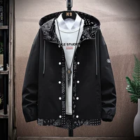 2021 autumn new mens hooded jacket casual handsome boys spring and autumn plus size trend loose couple clothes cazadora hombre