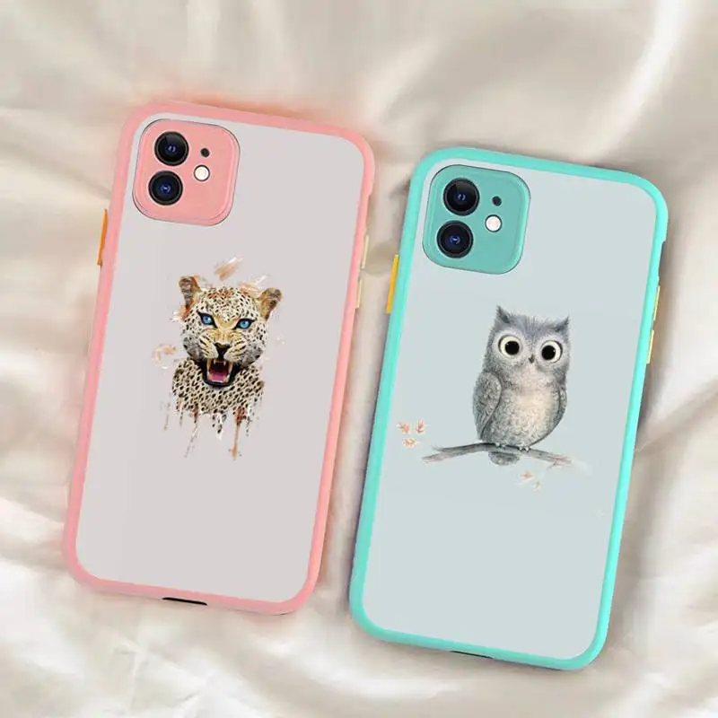 

Yinuoda Cartoon Animals Phone Case for iPhone X XR XS 7 8 Plus 11 12 13 pro MAX 13mini Translucent Matte Shockproof Case