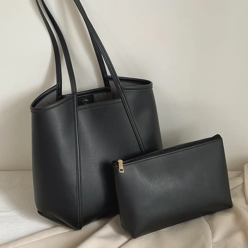 

Simple Retro Shoulder Bags 2PCS/SET Handbags for Women 2021 Designer Luxury Tote Bags Ladies Casual All-match Armpit Bag New Sac