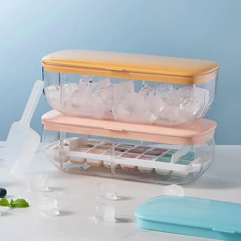 

Ice Tray Cube Box Mould With Container Bowl Shovel Plastic Ice Mold Quick Freezer Creative Maker Convenient Press Easy Demould