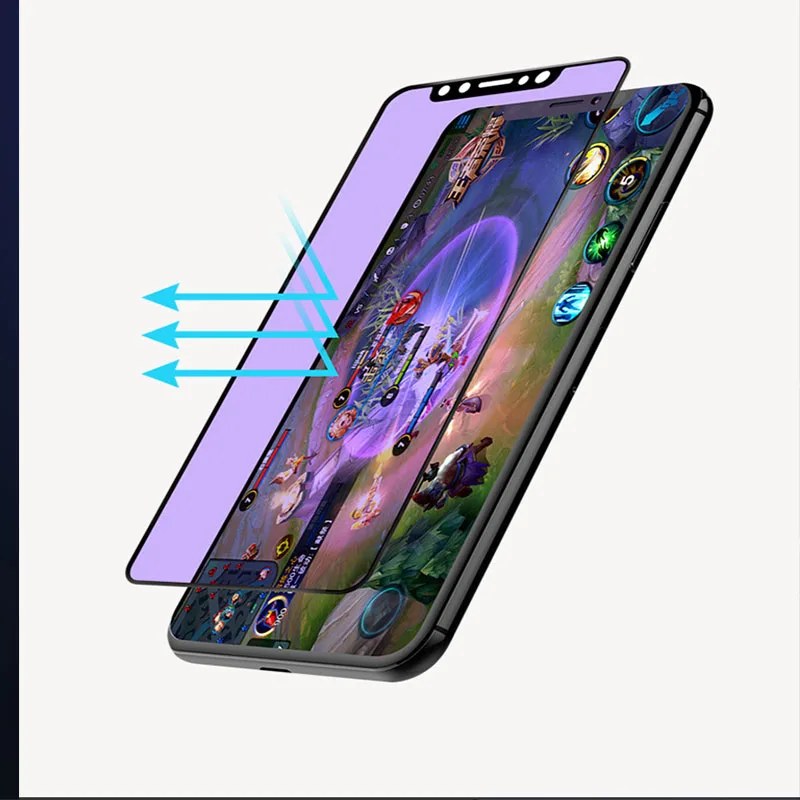 

Anti-blue Light Full Covered Glass Film For iPhone 11Pro X XS MAX XR 6 6S 7 8 Plus 9HD Tempered Glass Silk Screen Protector Film
