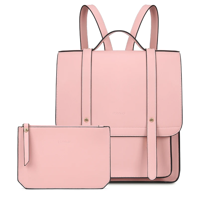 Pink ECOSUSI, 12,4 дюймов, сумка для ноутбука, рюкзаки на плечо, женская сумка, винтажная сумка из искусственной кожи, маленькая сумка, кошелек для женщин,, дорожная сумка, новинка - Цвет: Pink