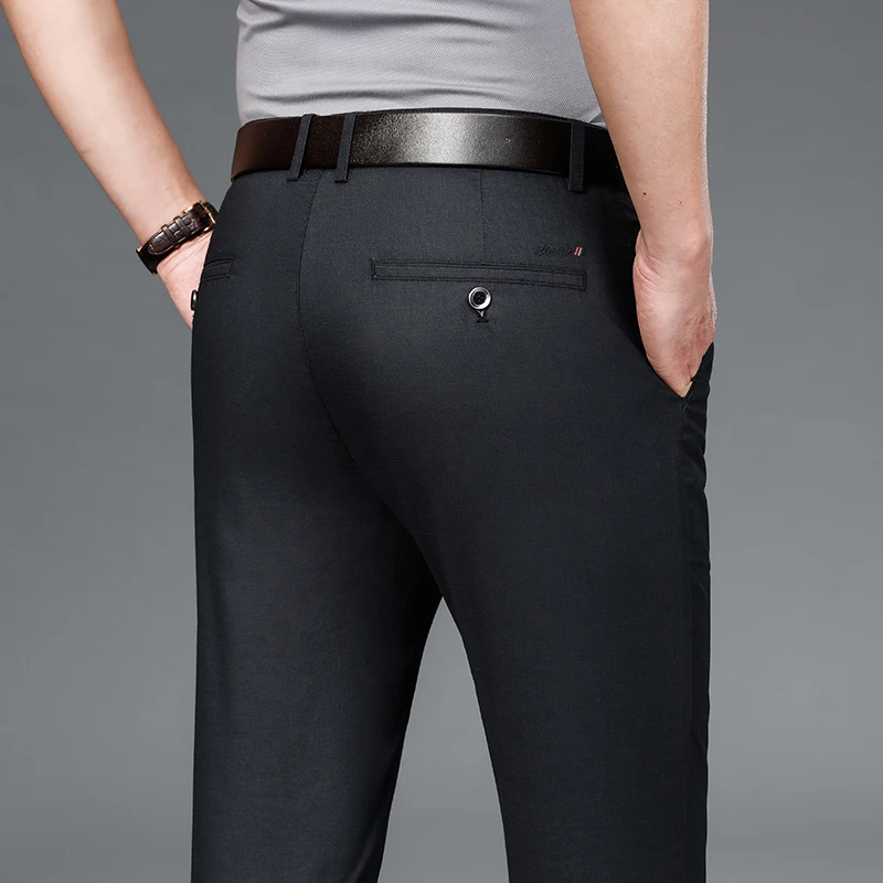 

2021 New Classic Style Men's Casual Pants Business Fashion Black Blue Elastic Regular Fit Brand Trousers High Quality Clothes