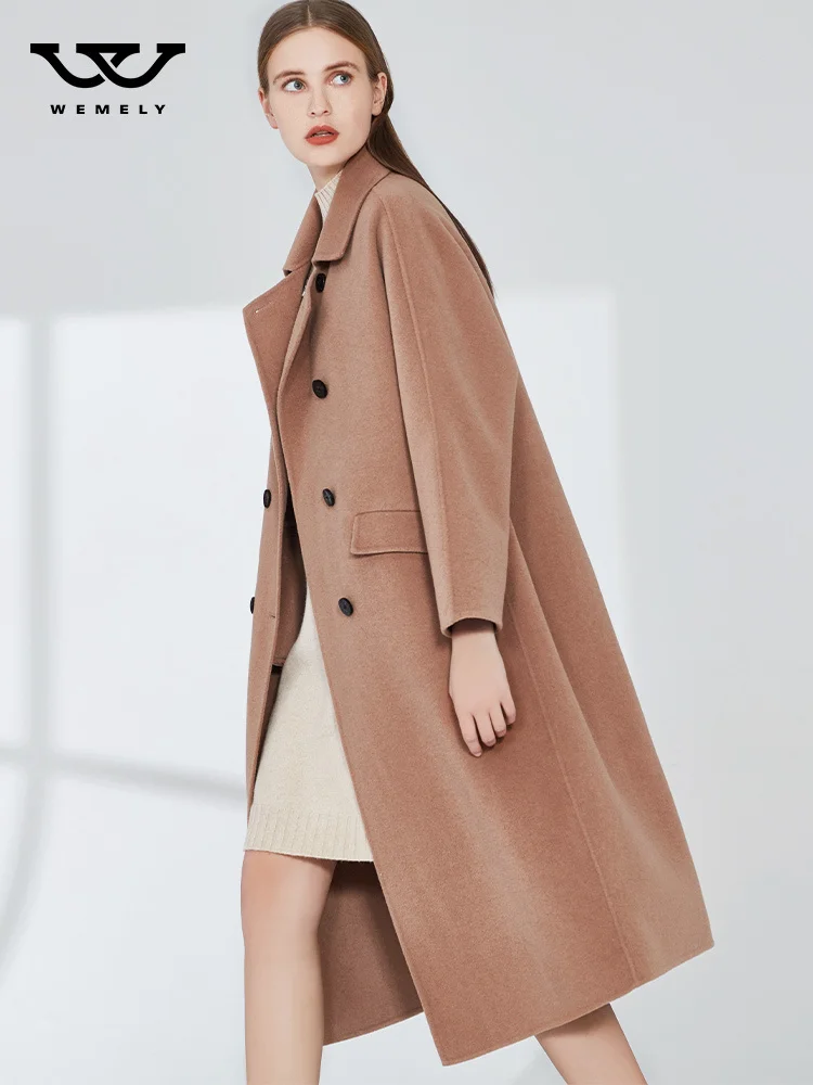 

Double sided cashmere coat women's new fashion in autumn and winter 2021 simple and loose double row button woolen coat