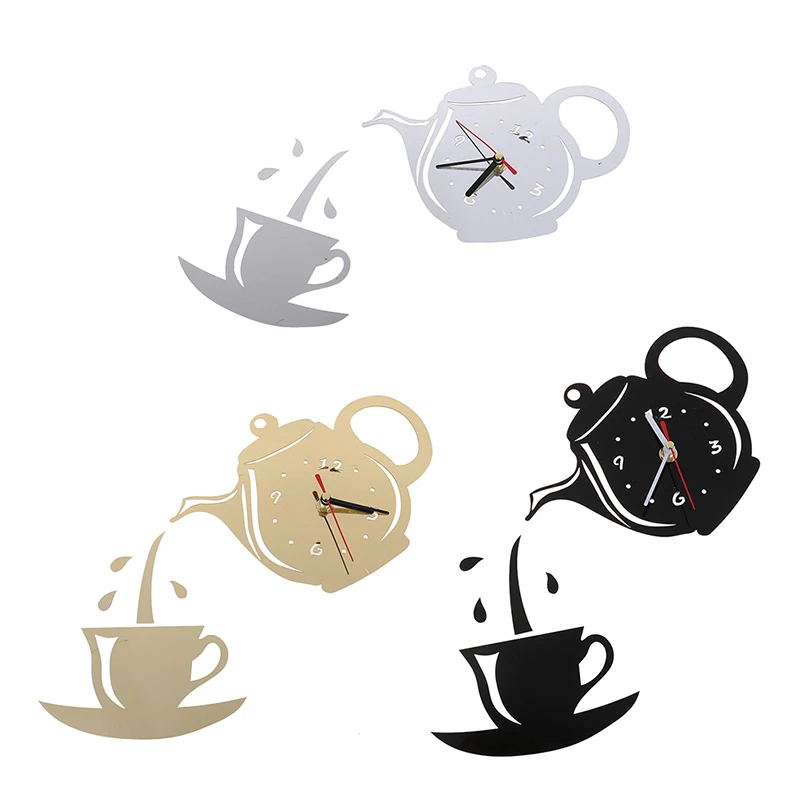 

Новинка 2022, креативные акриловые настенные часы «сделай сам» с чайник для кофе, 3D часы, декоративные настенные часы для кухни, гостиной, стол...