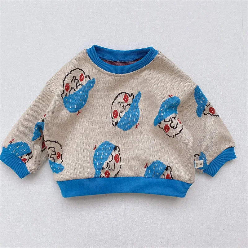 2022 New Baby Boy Boy Cartoon Sweatshirt Cotton Long Sleeve Kids Casual Pullover Infant Girl Plaid Sweatshirt Fashion Hoodie