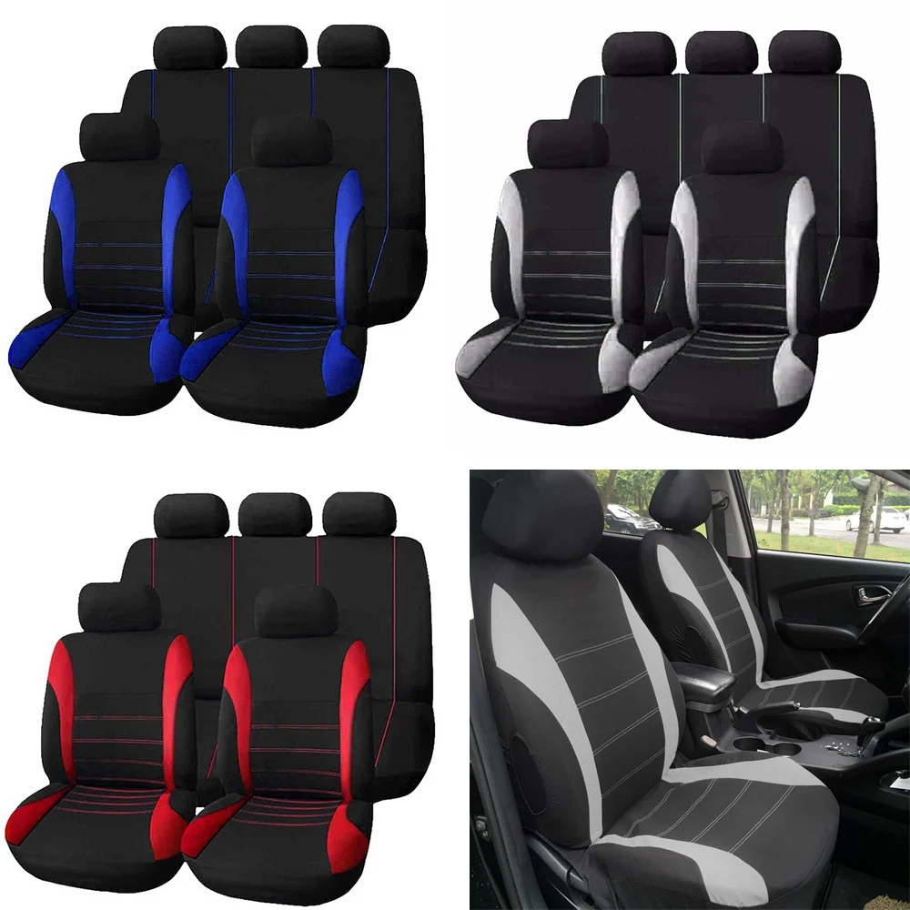 

Interior Parts Universal Car Tuning Auto Seat Covers 9 Set Full Car Styling Seat Cover Polyester Decoration Car Accessories