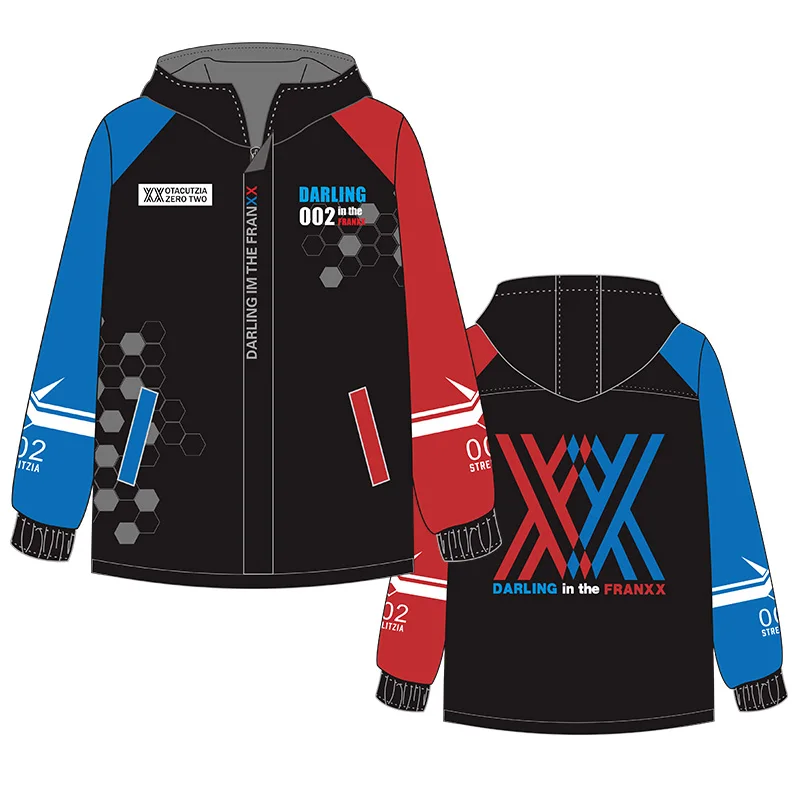 

Darling in the Franxx Zero Two 02 cosplay Jacket zipper Hoodie Long Sleeve hooded Coat anime tops cosplay Halloween costumes