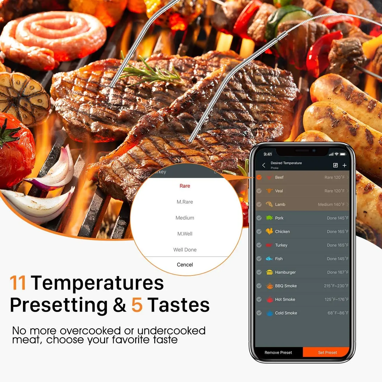 AidMax NanoL Digital Wireless BBQ Meat Thermometer Grill Oven Thermomet With Stainless Steel Probe Cooking Kitchen Thermometer images - 6
