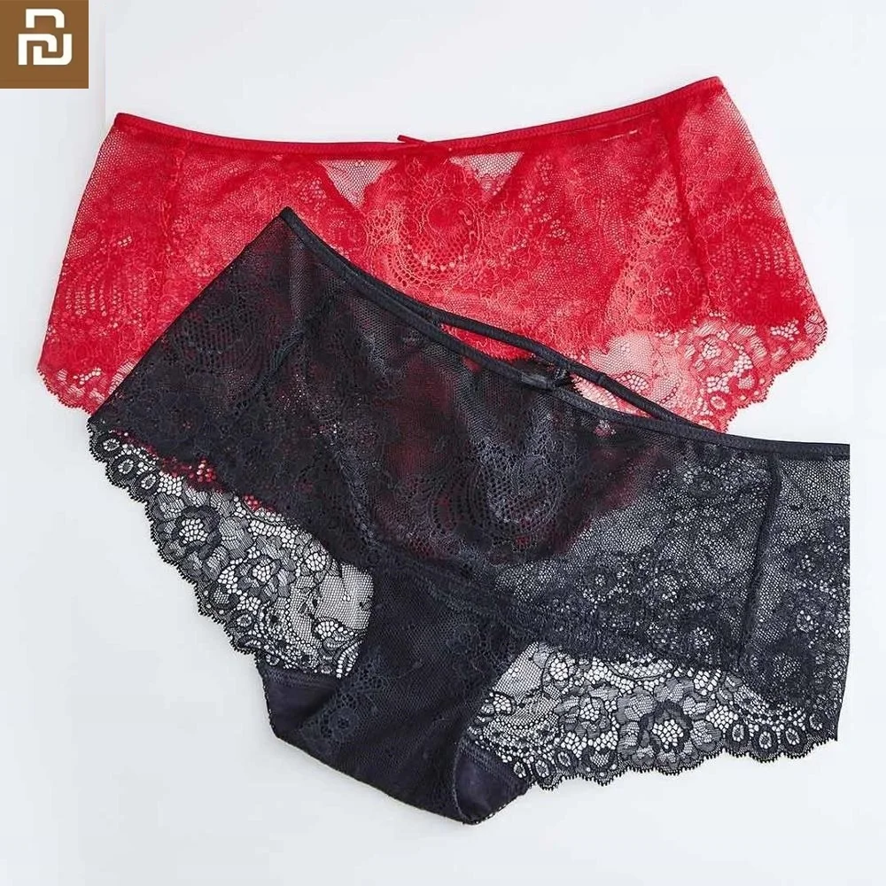 Женские трусики со средней талией Youpin романтичные кружевные трусы хип удобное