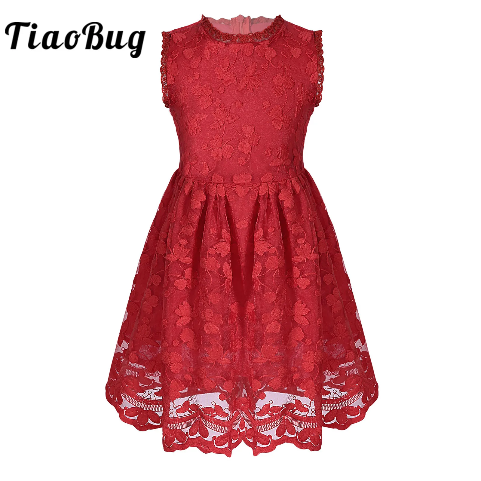 

Summer Kids Dresses Embroidery Floral Lace Flower Girls Dress Princess Dress Wedding Party Formal Clothes Petites Filles Robes