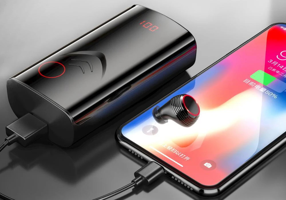 TWS True 5,0 Bluetooth наушники спортивные в уши беспроводные наушники IPX6 водонепроницаемые наушники для телефона с 6500 мАч зарядный чехол