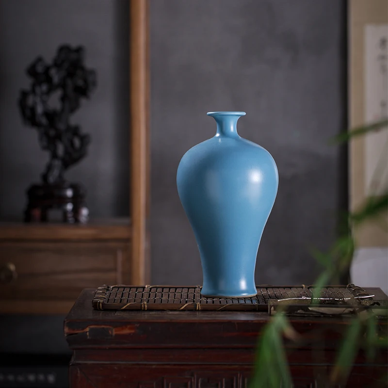 Имитация Ru печи глазури небесно голубая ваза Meiping Изысканная антикварная