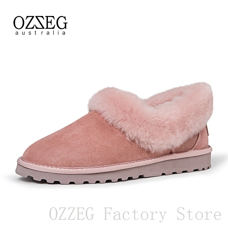 

OZZEG Luxury Brand Designer Shoes Women Winter Real Suede Leather Flats Australia Sheep Fur Loafers Women Shoes Casual Footwear
