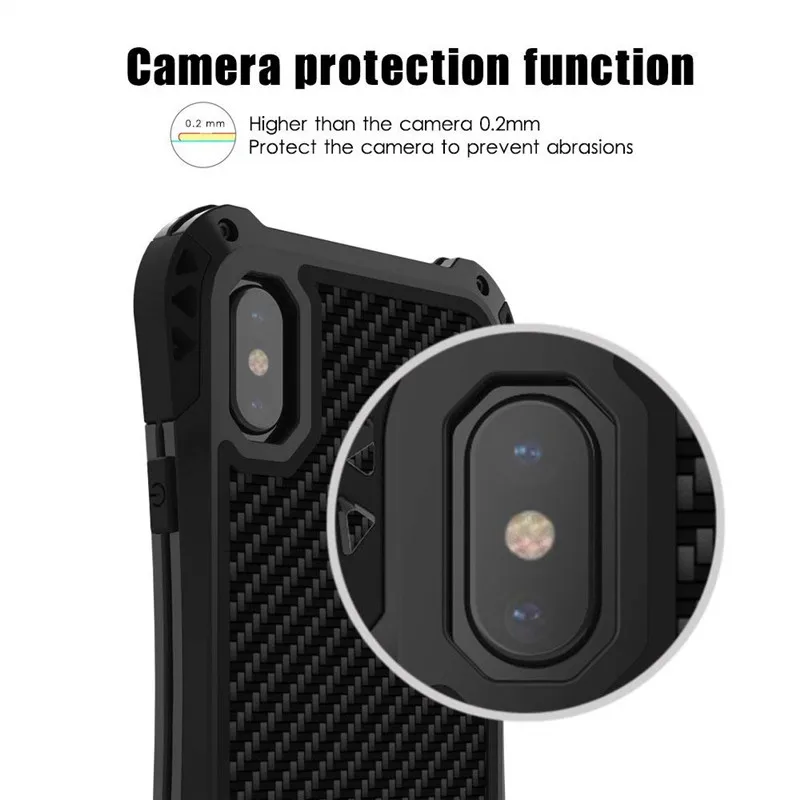 Amira-funda R-JUST para tel&eacute;fono m&oacute;vil Apple, carcasa de lujo de aluminio y fibra de carbono para iPhone 13 11 Pro Max XR-3