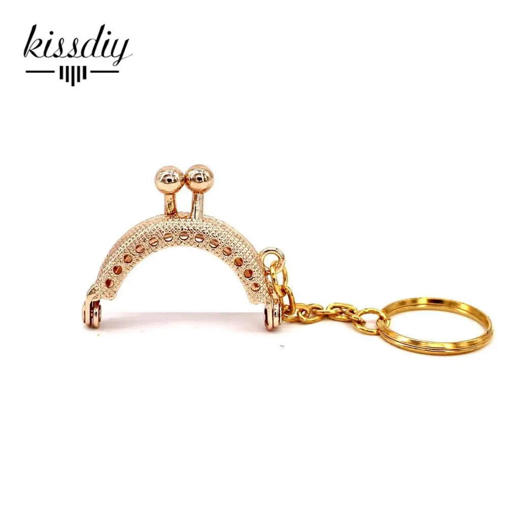 KISSDIY 25 шт. 4 см мини серебряные золотые серьги, кошелек, рамка, брелок, поцелуй, cluth, застежка diy, сумка, аксессуар - Цвет: Золотой свет