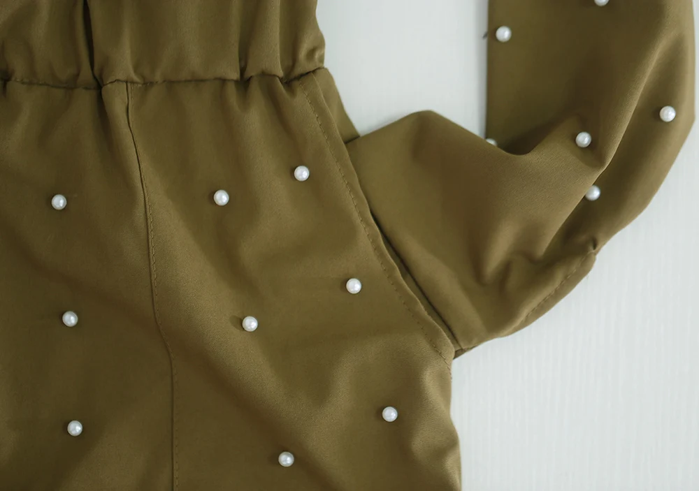 Элегантный длинный комбинезон CACARE женские комбинезоны боди с жемчугом Большая