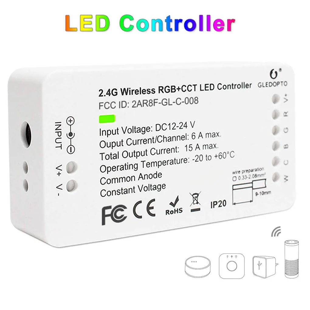 ZIGBEE 2 4G беспроводной RGBW + CCT светодиодный контроллер 12 V 24 приложение Голосовое