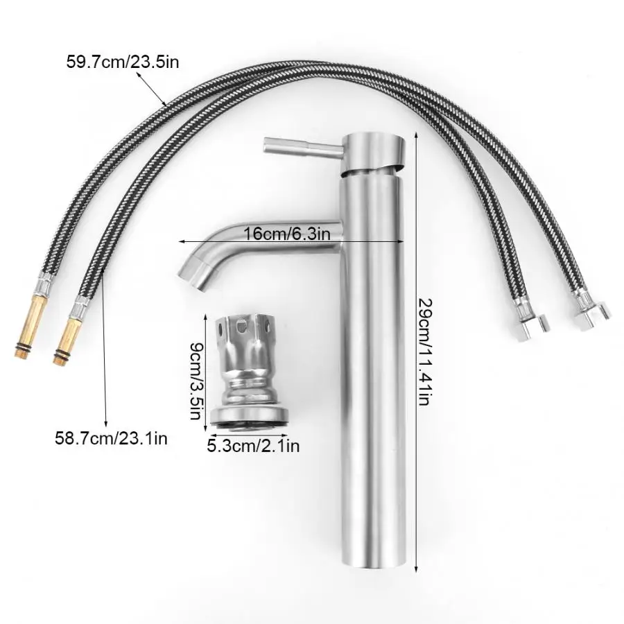 

304 Stainless Steel Heighten Bib Tap Single Handle Water Faucet G1/2