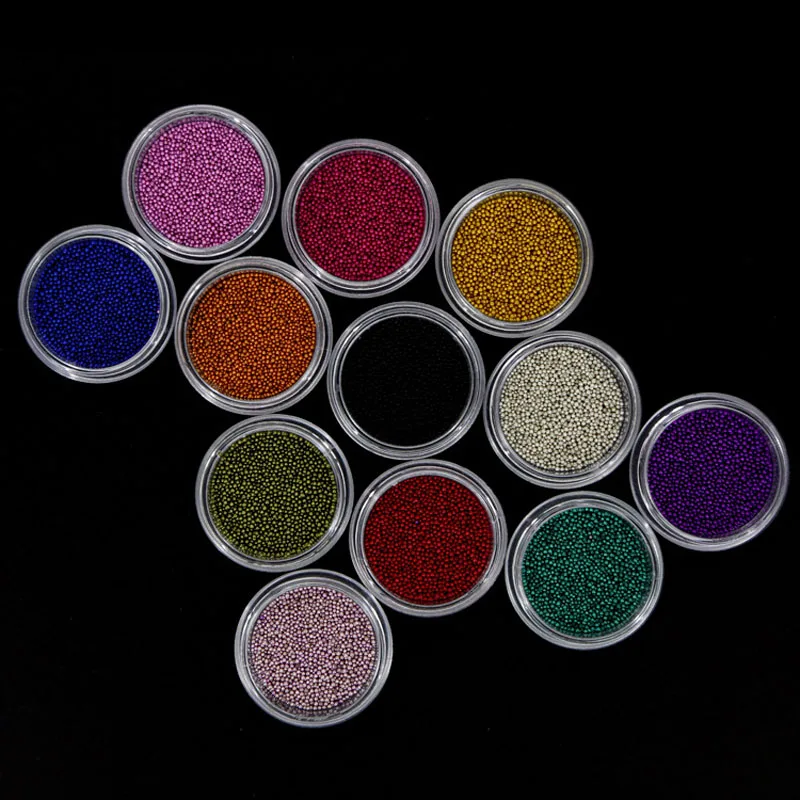 12 цветов/банки/лот бусины для ногтей железная Икра 3D/УФ гель украшения