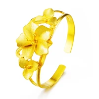 3 flower design bangle yellow gold filled charm exquisite wedding party womens bangle bracelet gift