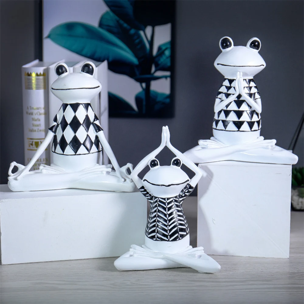 

Nordic Creative Resin Yoga Frog Animal Statue Handicraft Shop Desk Living Room Office Home Decoration Accessories Gift