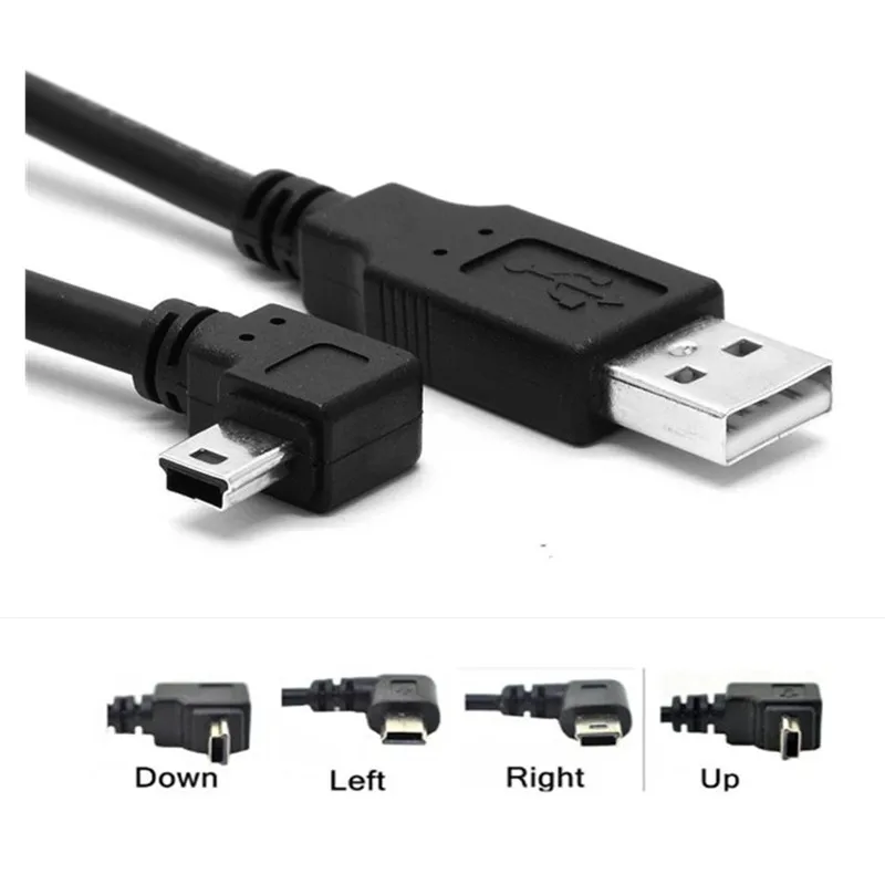 

USB 2.0 Male to Mini USB B Type 5pin Male UP Down Left Right Angled 90 Degree Male Data Cable 0.25m/0.5m/1.8m/3m/5m