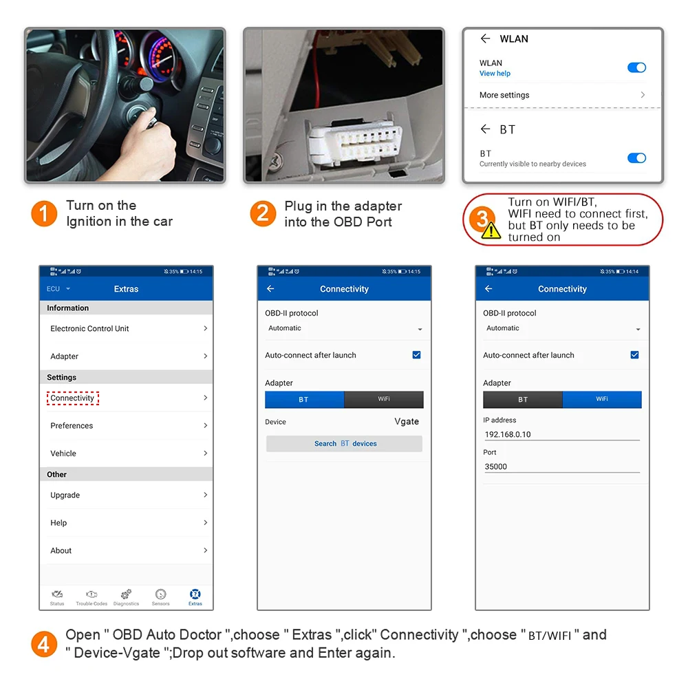 Vgate iCar Pro ELM327 Bluetooth/wifi OBD2 сканер для Android/IOS Elm 327 Автомобильный диагностический