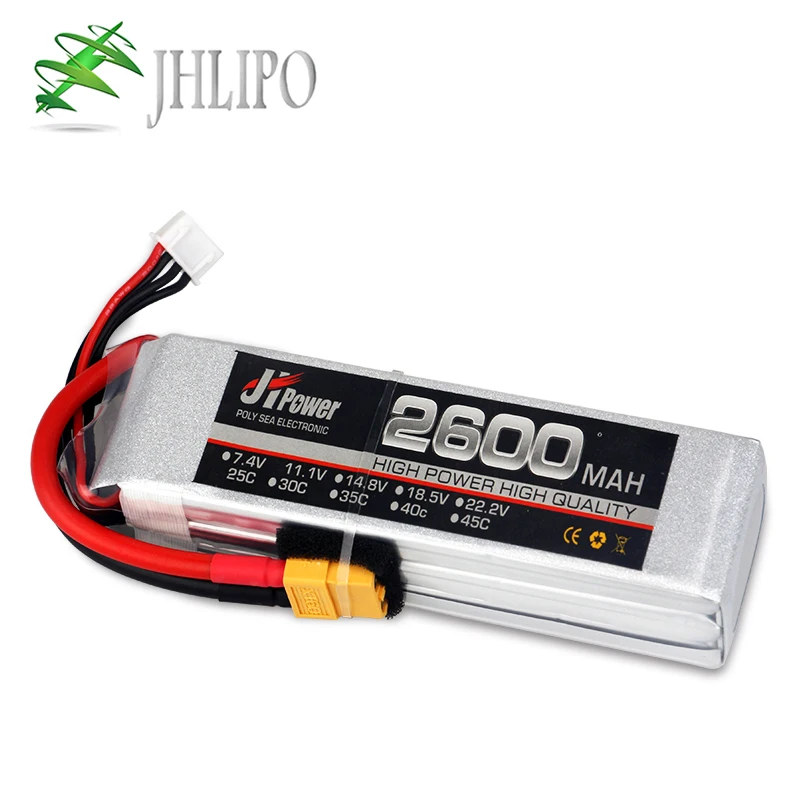 

JH Lipo Battery 2600mAh 25C/75C 2S 7.4V 3S 11.1V 4S 14.8V 5S 18.5V 6S 22.2V High Rate Lithium Polymer Batteries for RC Drone