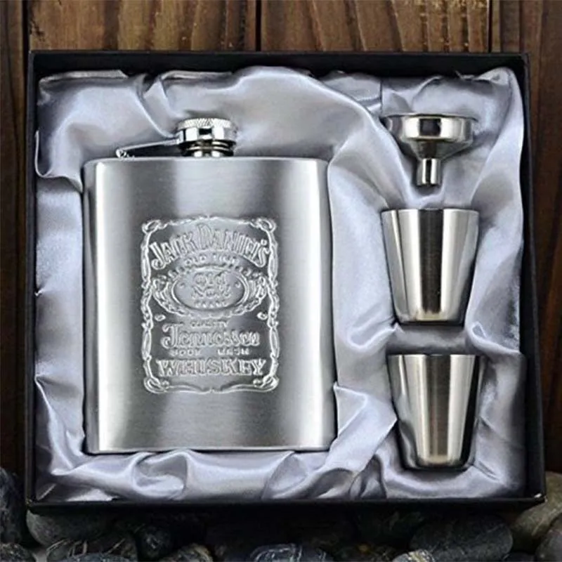 

7oz wine pot Stainless steel wine flask set outdoor hip flask stainless steel hip flask gift set for men can be customized