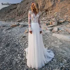 Женское кружевное платье Smileven, длинное свадебное платье из фатина с V-образным вырезом и аппликацией, 2020