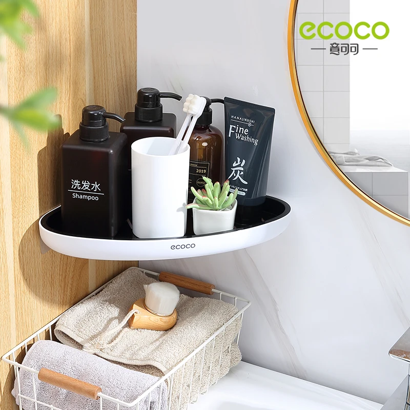 ecoco corner shelf bathroom storage shelves bathroom accessories aluminum triangle storage wall free punching shower rack free global shipping