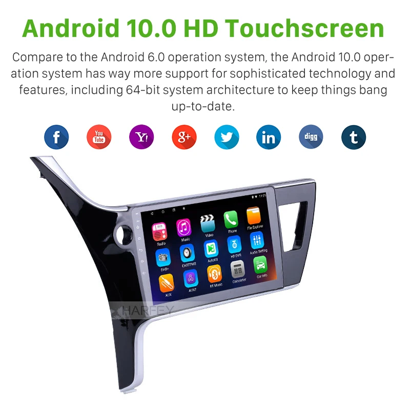 Harfey Android 10 0 головное устройство автомобиля стерео GPS 3D навигация радио