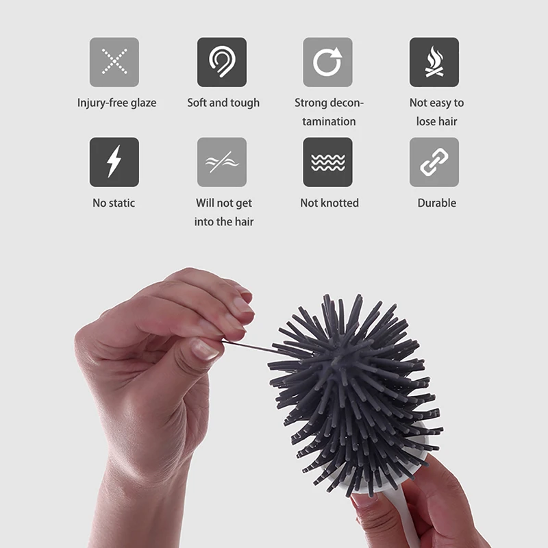 

Silicone Toilet Brush Soft Bristle Wall-mounted Bathroom Toilet Brush Holder Set Clean Tool Durable ThermoPlastic Rubber