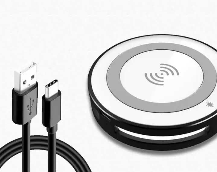 Стандартное Беспроводное зарядное устройство со светодиодной подсветкой QI для