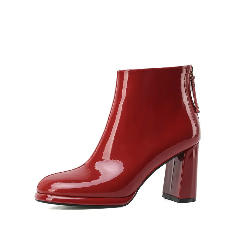 

2021 Back Zipper Women Ankle Boots Genuine Leather Concise Autumn Winter High Heels Pumps Newest Wedding Shoes Woman