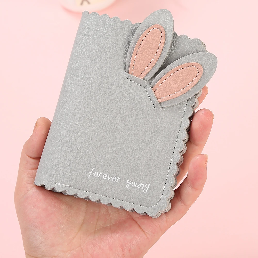 Gray Новинка, женские кошельки Kawaii, милый кролик, держатель для карт, маленький кошелек, женский короткий дизайнерский кошелек, женский кошелек, держатель для денег - Цвет: Gray