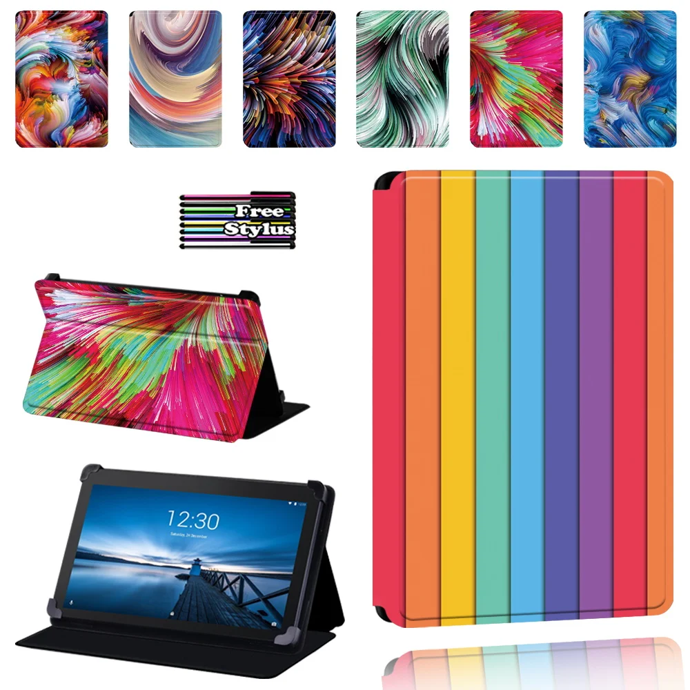 

Watercolor Pattern Case for Lenovo Tab E7/E8/E10 Tablet Anti-fall Lightweight Stand Cover Case + Free Stylus
