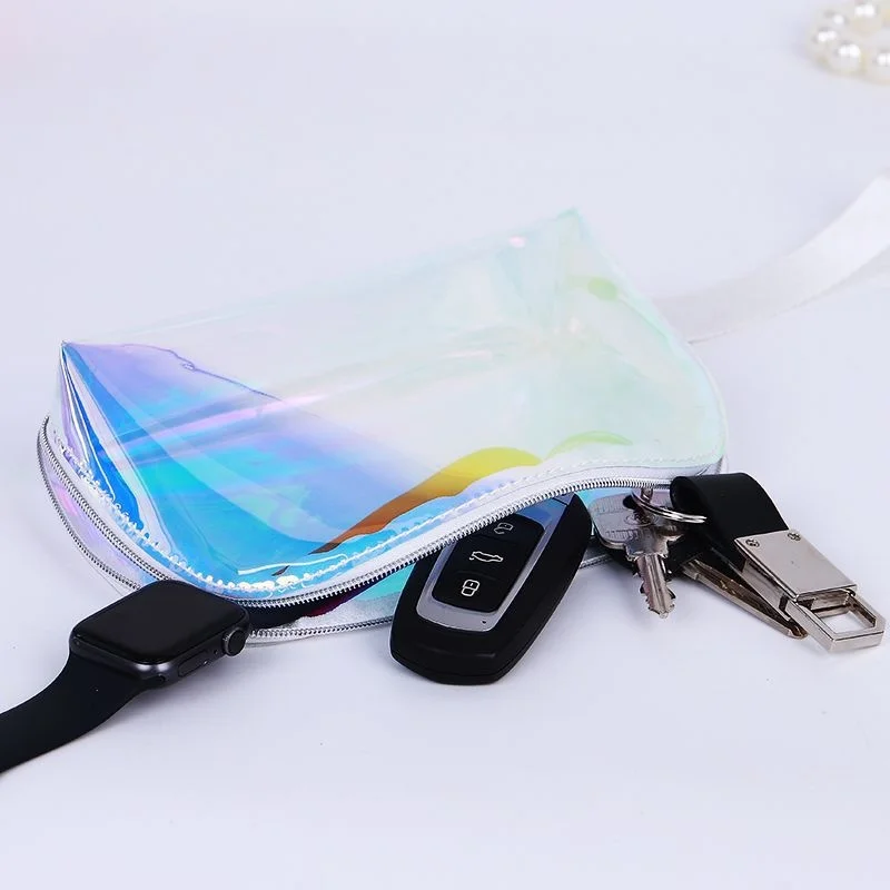 

TPU Color Cosmetic Bag Women Make Up Bag Transparent Shell Handbag Laser Bag Makeup Bag Travel Storage Toilet Bag Coin Purse