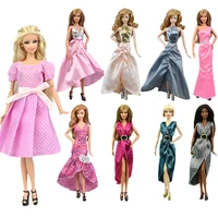 1 set barbies dress fashion sleeveless backless long sequin slim casual party fishtail dress clothes for barbies ken doll gift