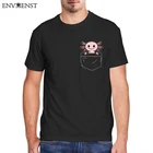 Забавная Axolotl Мужская футболка с имитацией кармана с рыбками, милая Axolotl Мужская Необычная футболка, футболка оверсайз, Повседневная футболка с коротким рукавом, новый дизайн