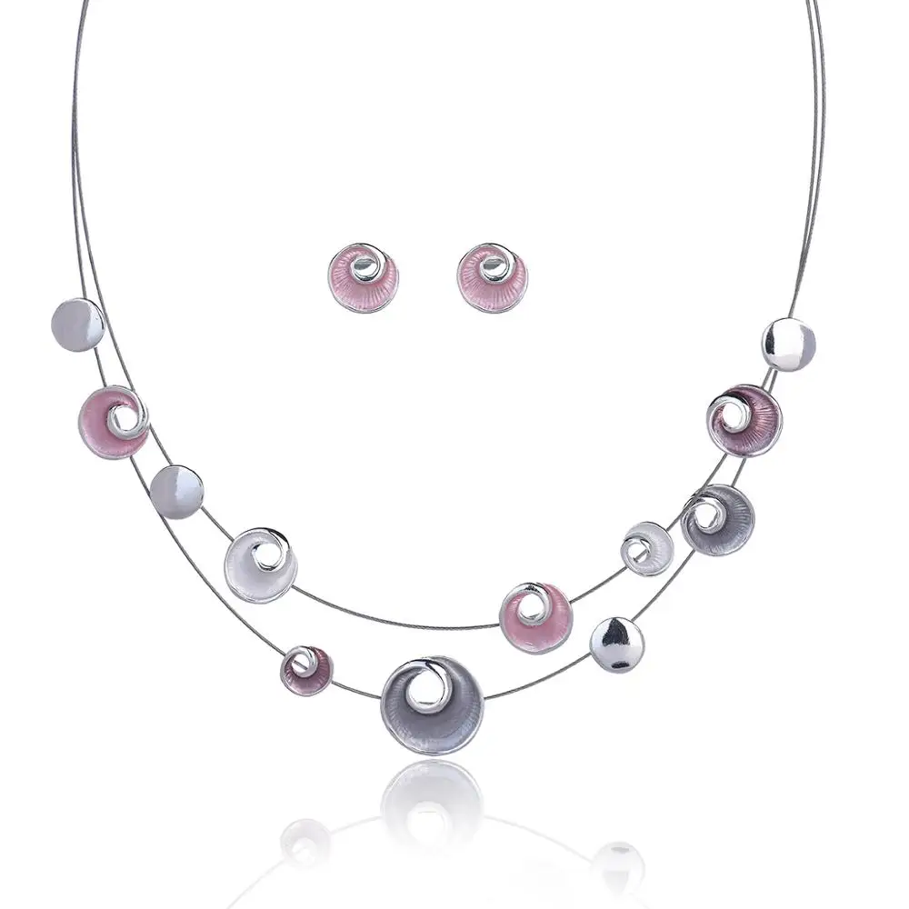 В богемном стиле Многослойные модные серьги и ожерелье Ювелирные наборы для