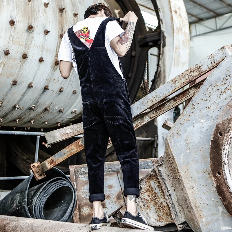 Мужские Винтажные вельветовые комбинезоны мужские повседневные брюки на
