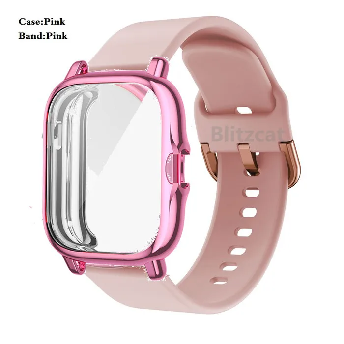 Ремешок для часов Huami Amazfit GTS2 GTS Bip S U Pop сменный силиконовый браслет + чехол Мягкий