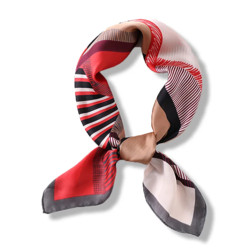 

Новинка 2021, женский шарф в клетку, Модные полосатые шелковые шарфы, квадратный платок, бандана, Женская резинка для волос, сумка, декоративна...